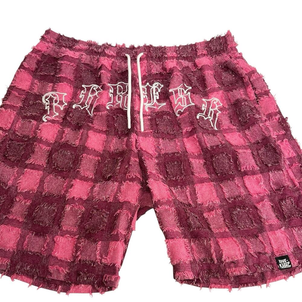 Keep It Kleep Trek Pink Plaid Fray Shirt Shorts Set 3XL Streetwear Festival - Picture 10 of 16